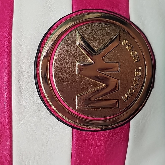 Michael Kors Pink and white striped purse - Picture 2 of 12